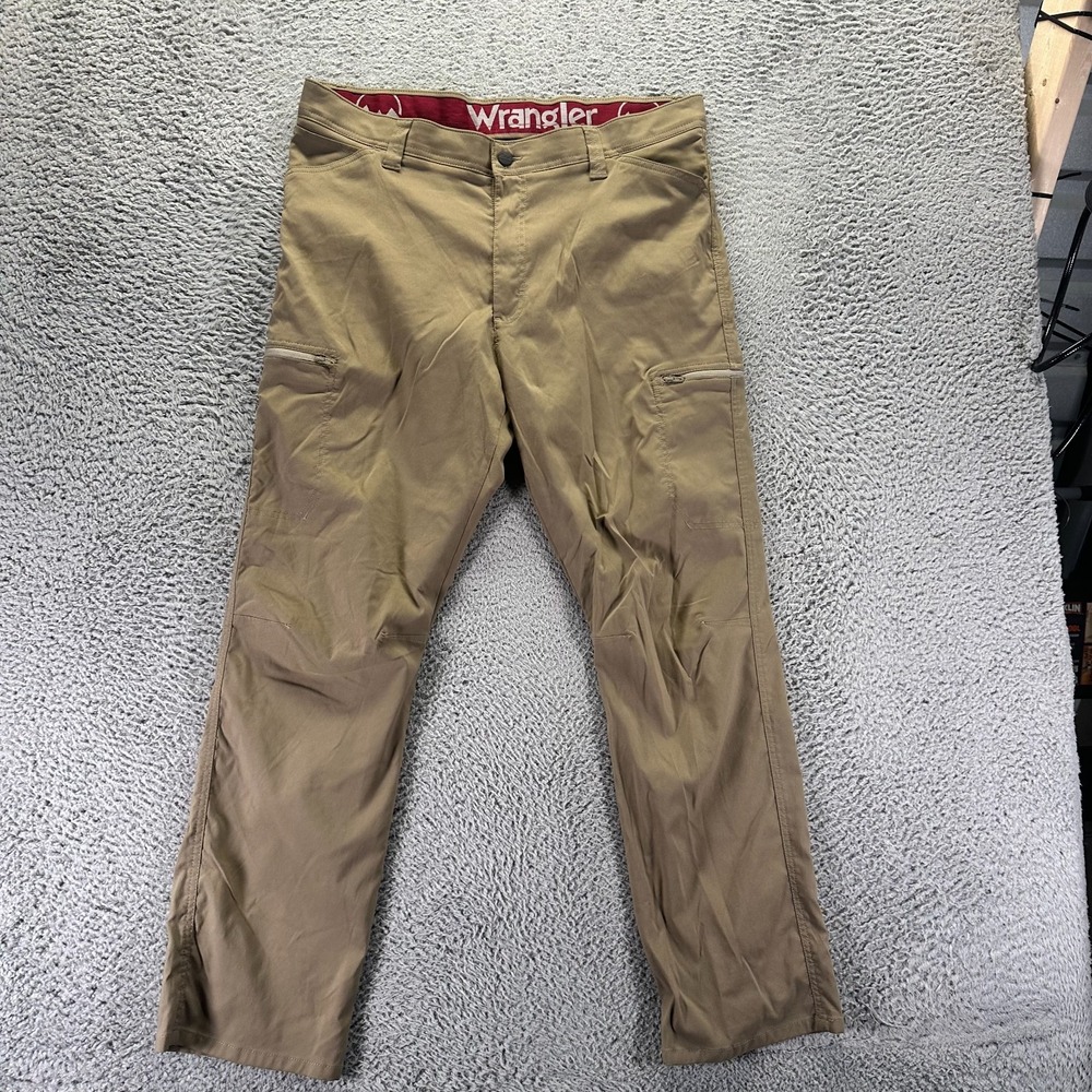 Wrangler All Terrain Pant Mens 38x30 Nylon Brown Cargo Straight Hiking Stretch